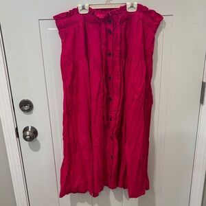 Bright Fuchsia Button-Front Strapless Dress